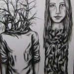 Self Portrait of a Tree by Morgan Wiegert. Charcoal on paper, 2010.